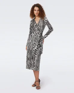 Abigail Silk Jersey Long Sleeve Midi Wrap Dress