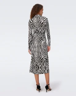 Abigail Silk Jersey Long Sleeve Midi Wrap Dress