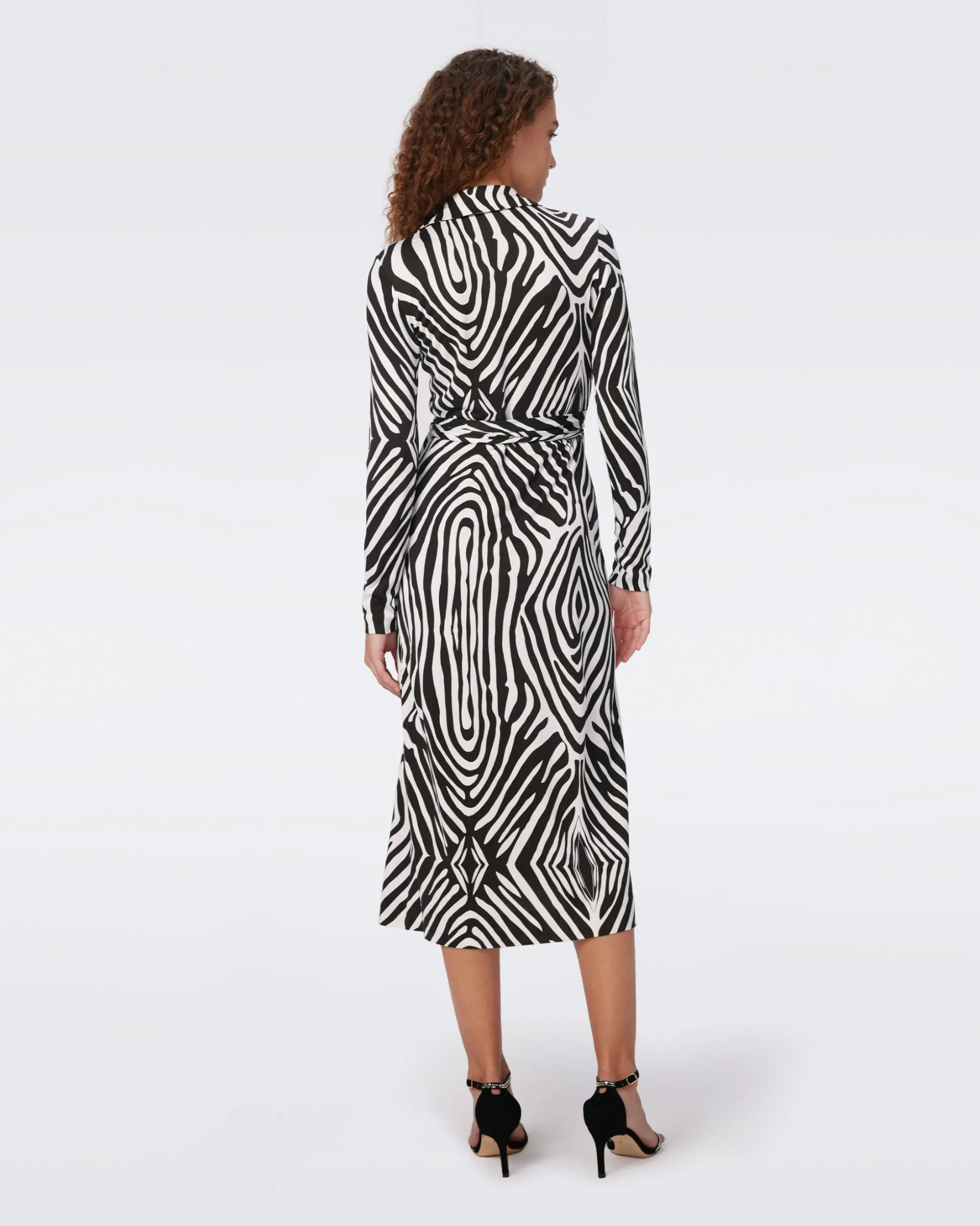 Abigail Silk Jersey Long Sleeve Midi Wrap Dress