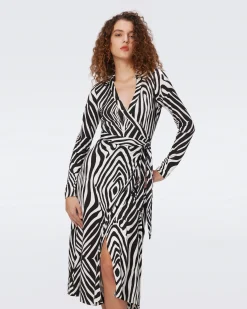 Abigail Silk Jersey Long Sleeve Midi Wrap Dress
