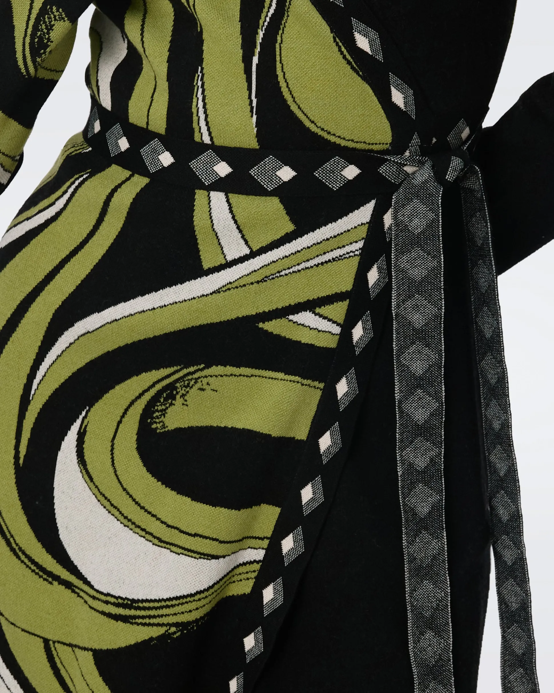 Aubrey Knit Jacquard Wrap Dress