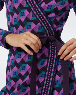 Edwina Knit Jacquard Wrap Dress